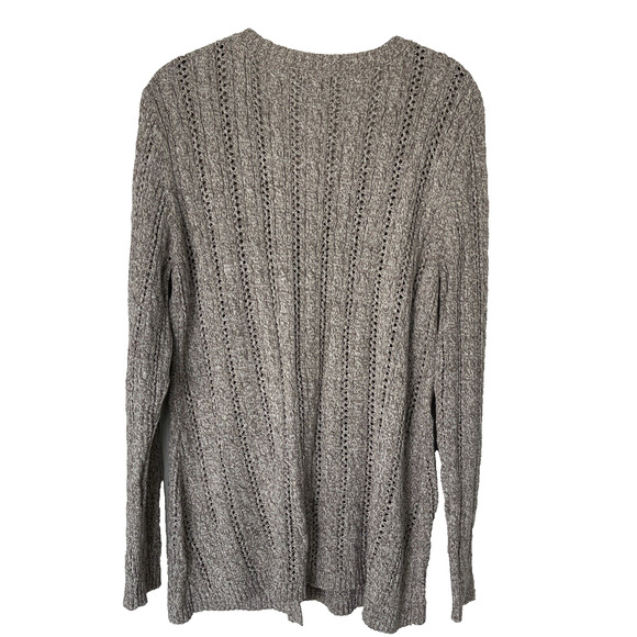 Apt 9 Lt Brown & Cream Tweed Open Weave Cable Cardigan Sweater, Cotton Blend, XL - Picture 2 of 8